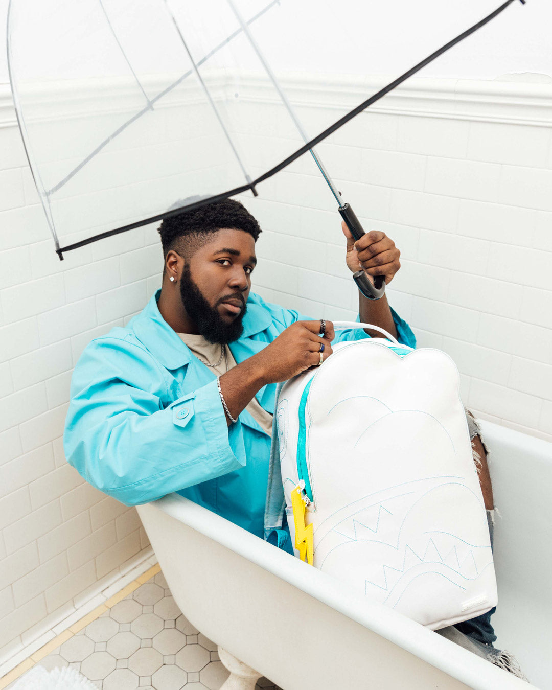 CLOUDY WITH A CHANCE OF SHARK BACKPACK (DLXV) - Image 8